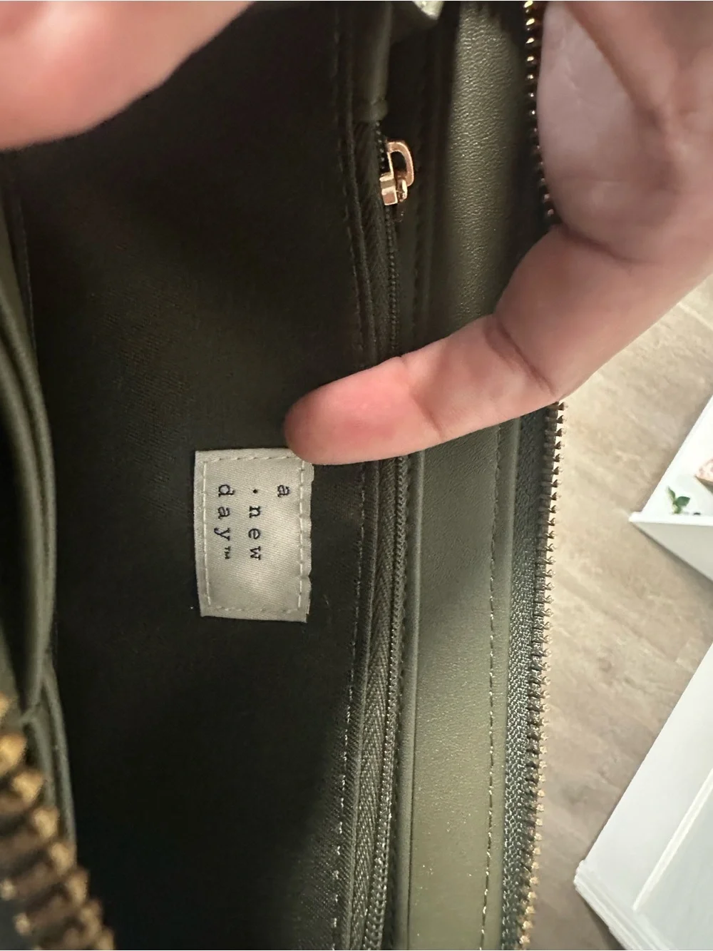 a new day Olive Green Zip Around Wristlet NVR used